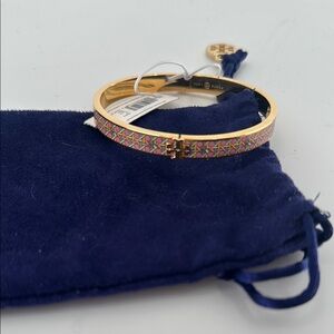 Tory Burch Gold and Pink Modern Bracelet